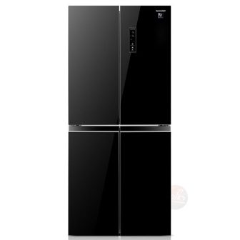 מקרר 4 דלתות בנפח 421 ליטר דגם - SHARP SJ-8435BL שארפ זכוכית בגוון שחור