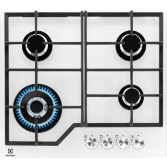 כיריים גז 4 להבות דגם - Electrolux KGG64362W - גימור זכוכית לבנה אחריות ע"י היבואן הרשמי