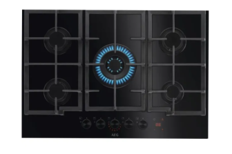 כיריים גז 74 ס"מ Step Power דגם AEG HKB75341NB זכוכית שחורה