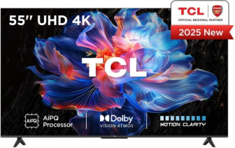 טלוויזיה חכמה 55 אינץ' TCL 4K Direct LED Google TV 55V6C - מערכת שמע Dolby Atmos 2.0