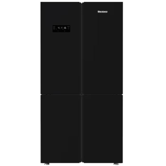 מקרר 4 דלתות Blomberg KQD1644GB כולל התקן שבת ומייצר קרח - גימור זכוכית שחורה אחריות ע"י היבואן הרשמי