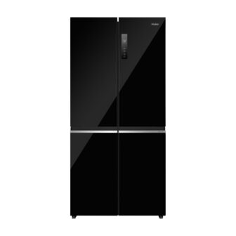מקרר 4 דלתות Haier דגם HRF5800FBI בנפח 504 ליטר בגימור זכוכית שחורה